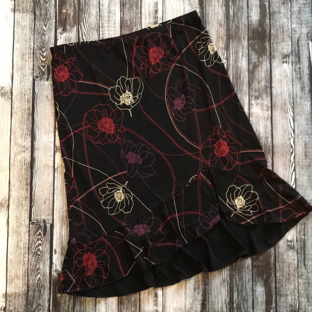 EUC Black Floral Skirt